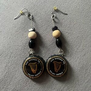 Handmade Guinness Beaded Earrings